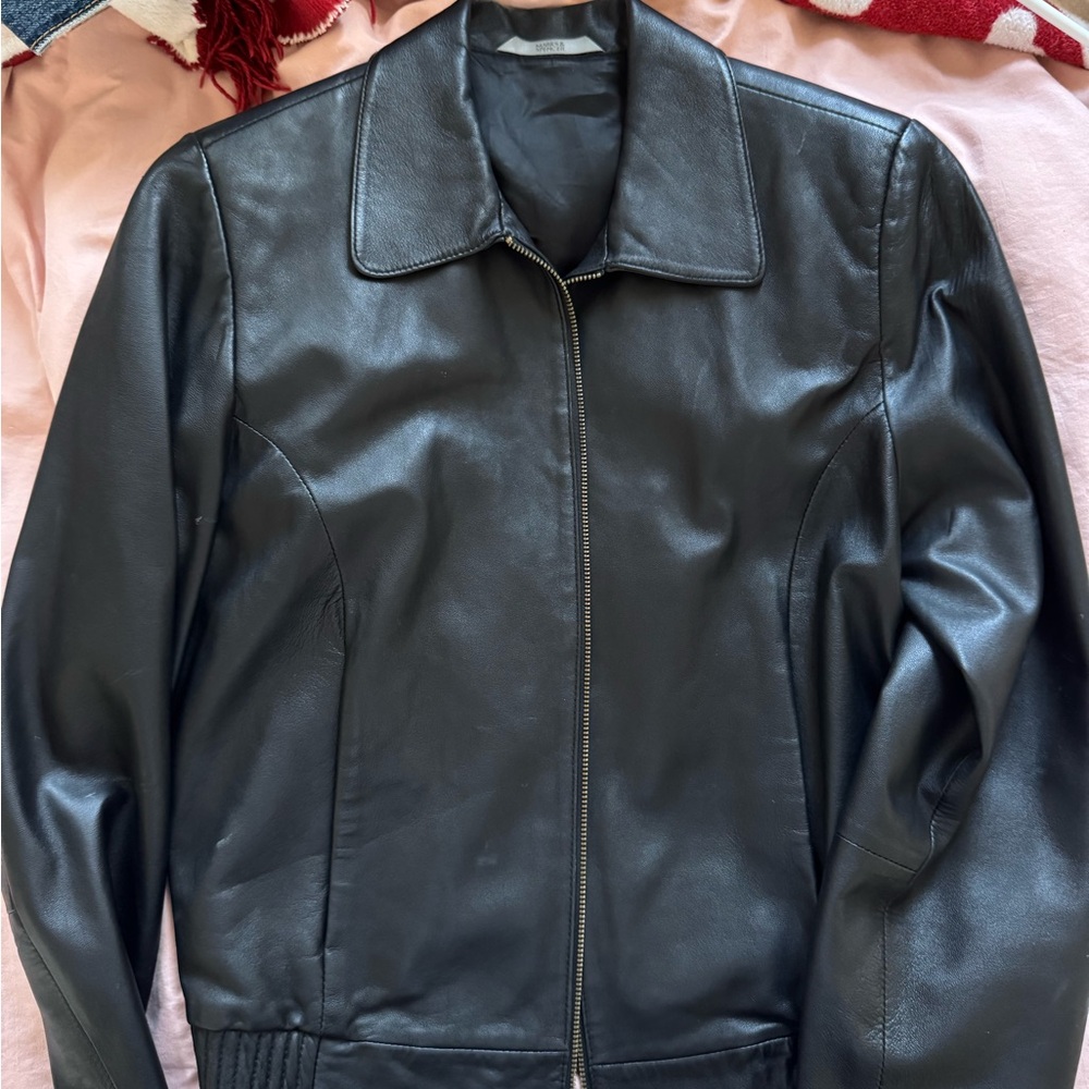 Mark and Spencer Black Leather Jacket